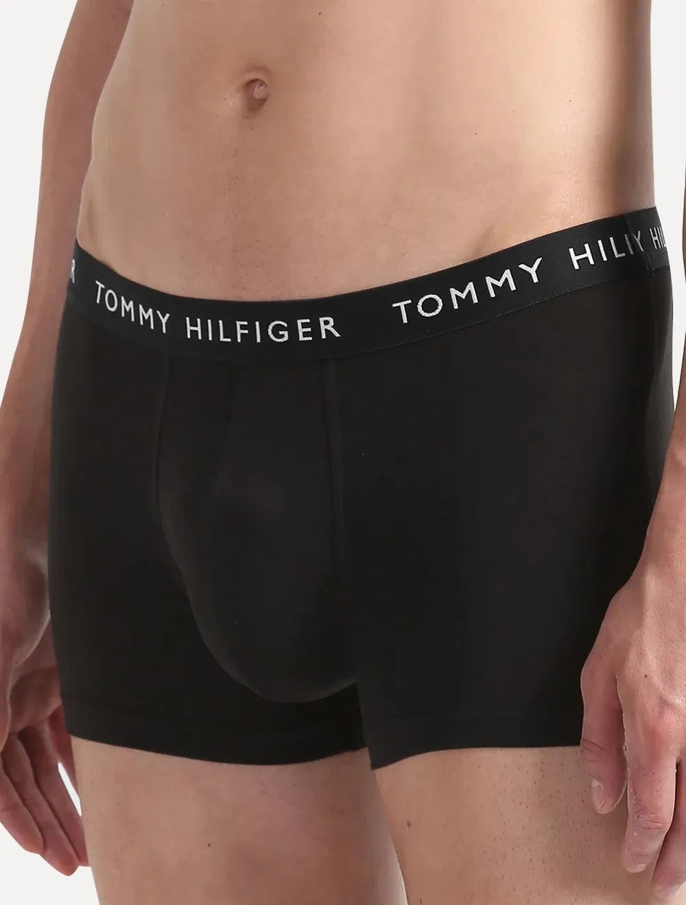Cueca Tommy Hilfiger Cotton Boxer Trunk Preta/ Branca/ Cinza Pack 5UN