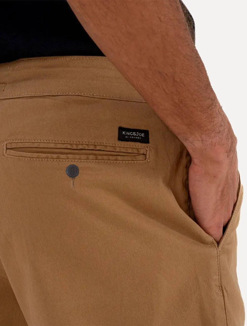 Bermuda King & Joe Masculina Sarja Slim Elastano Cáqui