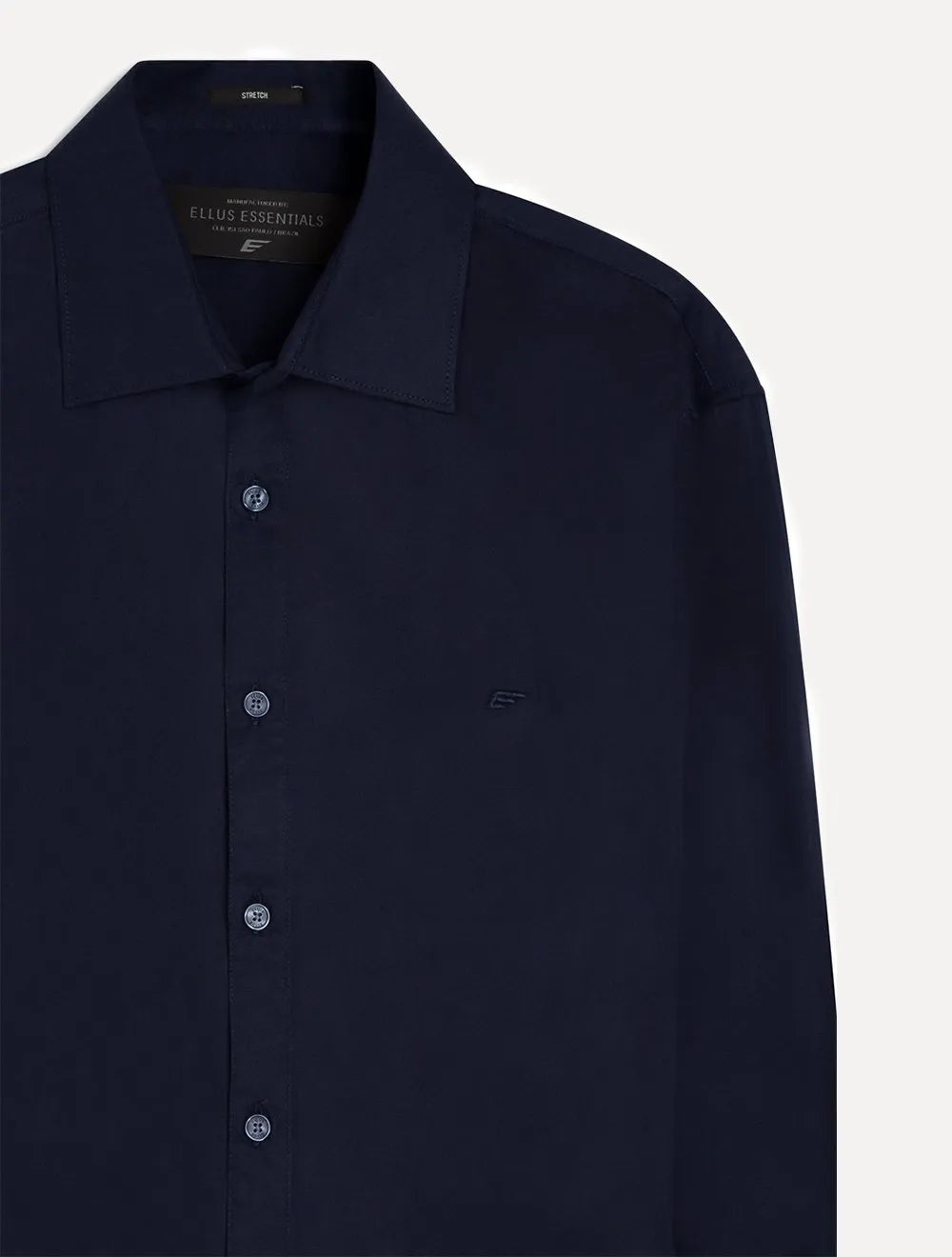 Camisa Ellus Masculina Tricoline LY Classic New Italian Azul Marinho