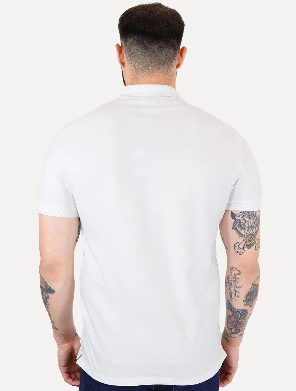 Polo Calvin Klein Masculina Piquet Slim Center Rubber Premium Branca