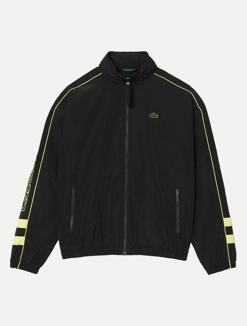 Jaqueta Lacoste Masculina Contrast Details Water-Resistant Zip-Up Preta