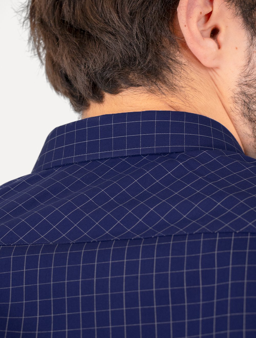 Camisa Dudalina Masculina Slim Superfine Cotton Xadrez Azul Marinho