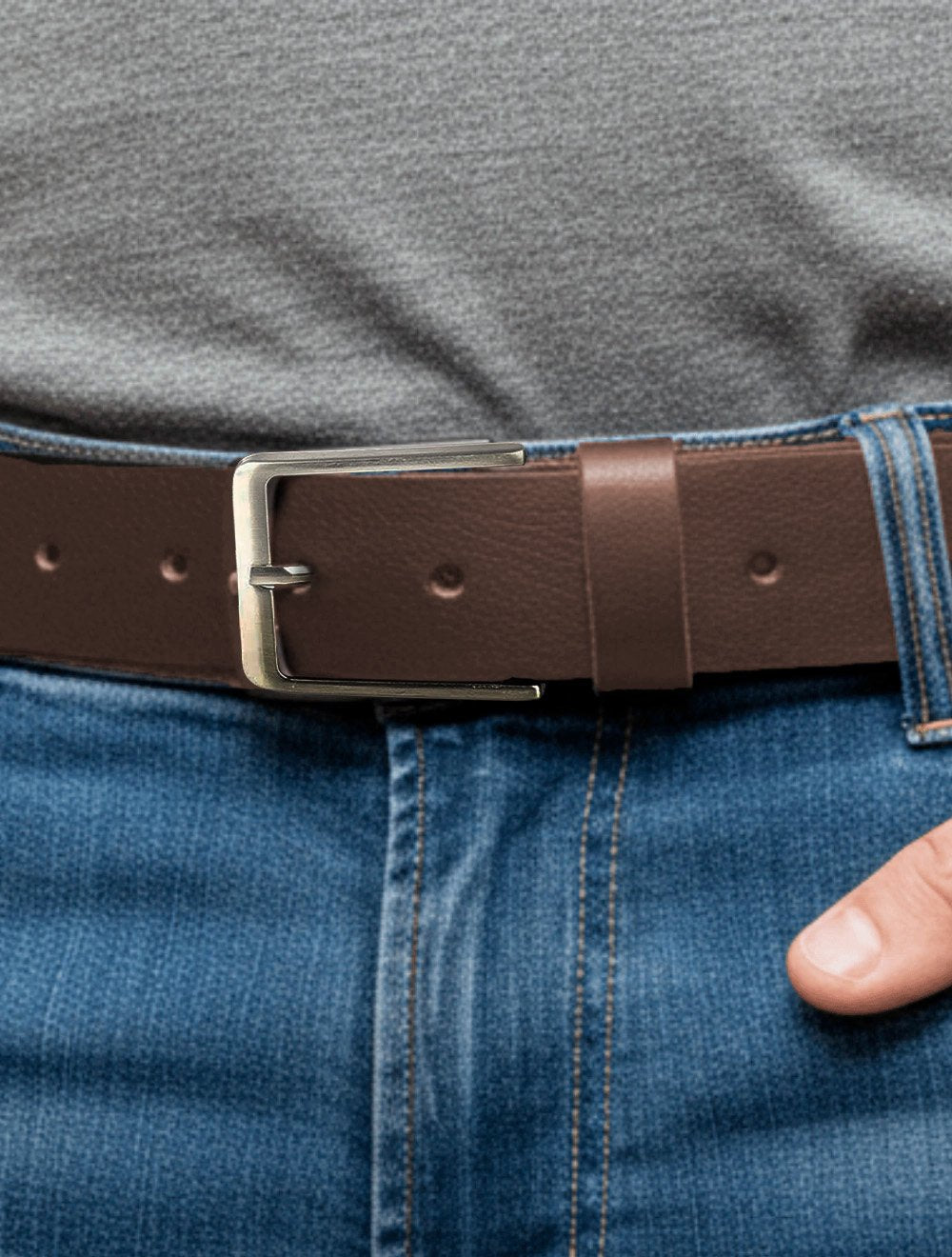 Cinto King & Joe Masculino Couro Logo Queima Marrom