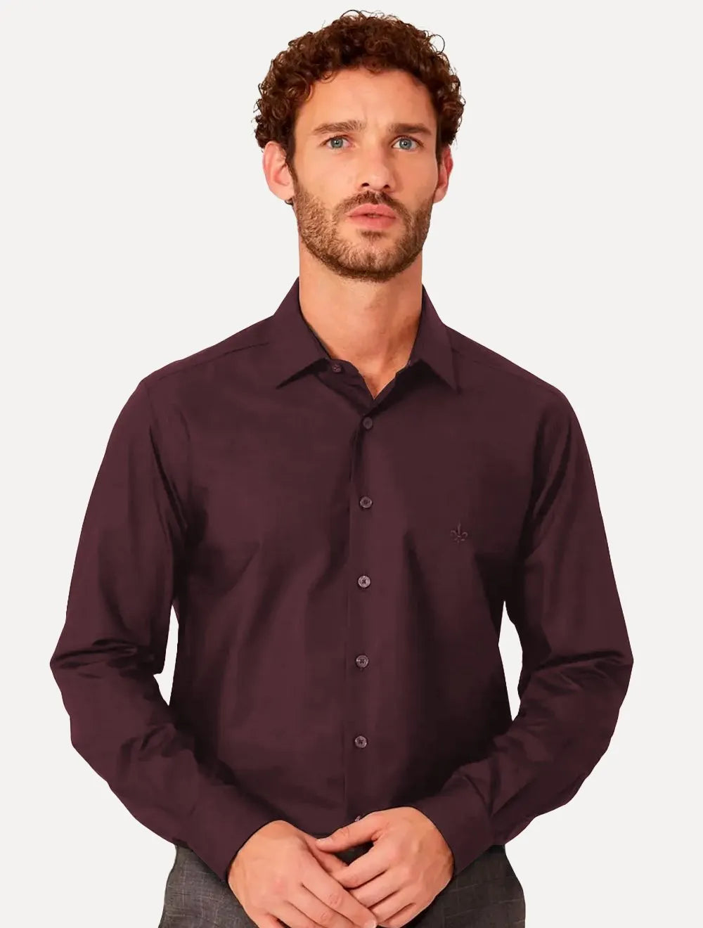 Camisa Dudalina Masculina Slim Tricoline Lisa Bordô