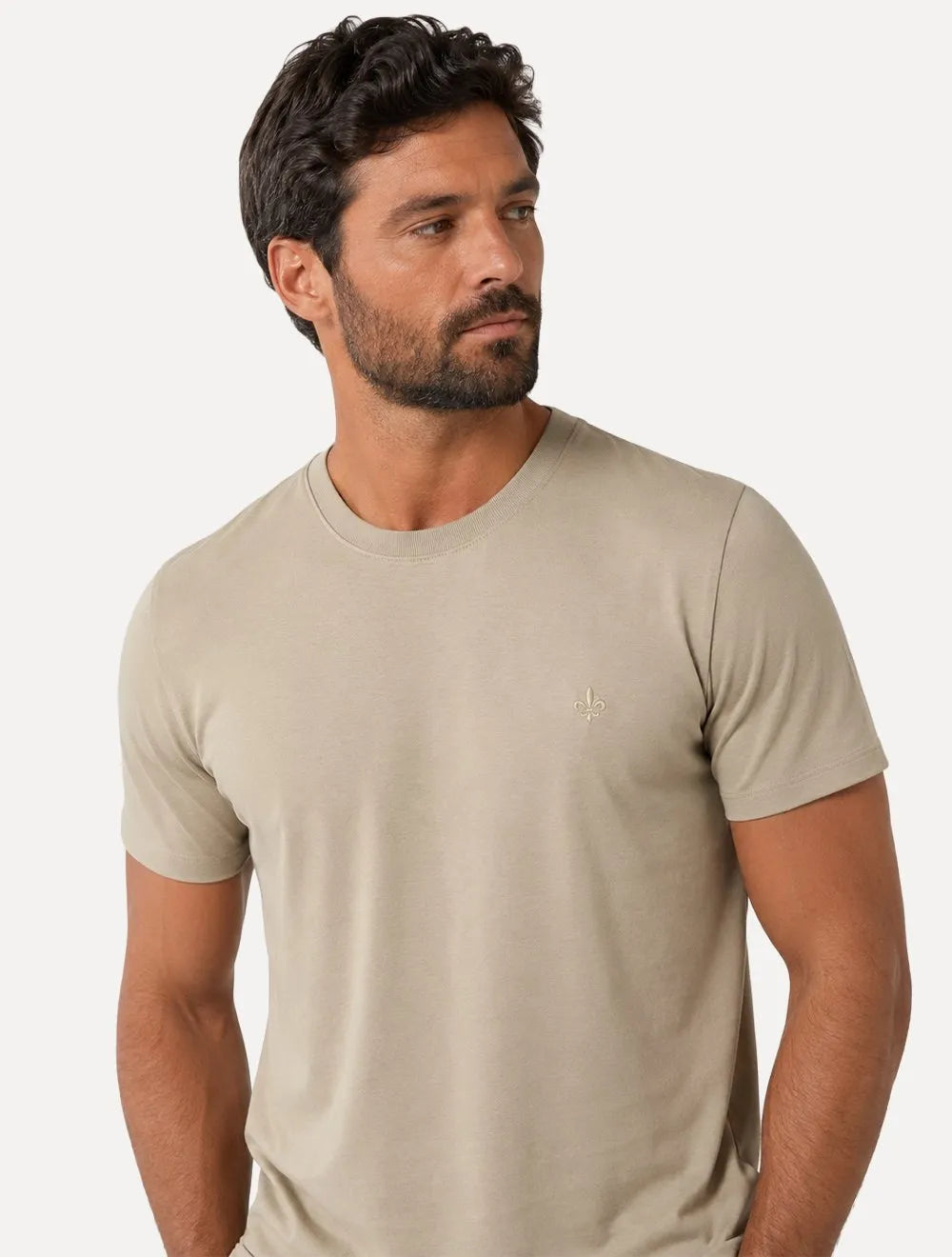 Camiseta Dudalina Masculina Essentials Modal Logo Areia