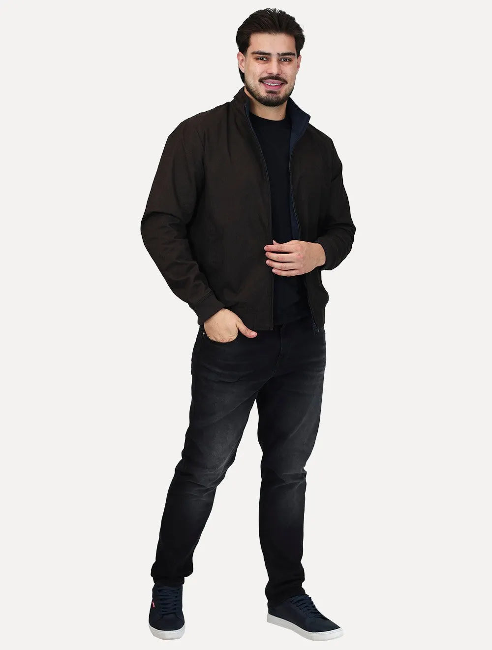 Jaqueta Aramis Masculina Bomber Dupla Marinho/Café