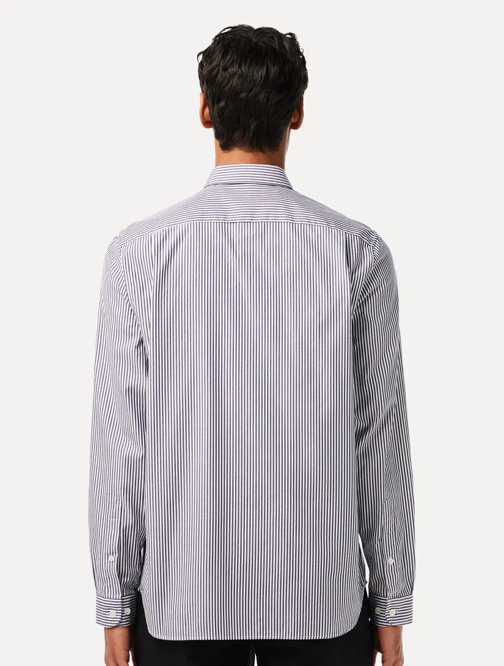 Camisa Lacoste Masculina Regular Stripes Blanc Marine Branca
