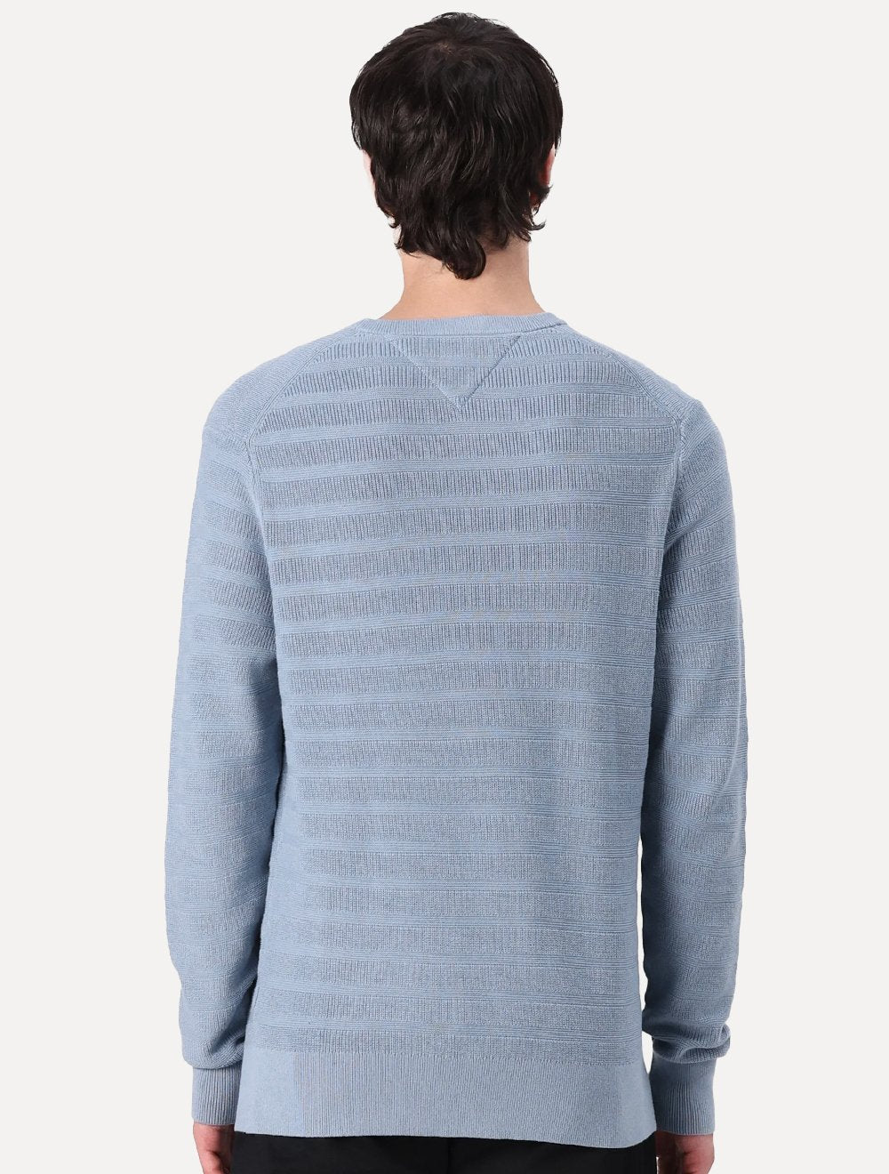 Suéter Tommy Jeans Masculino C-Neck Stripe Structured Azul Médio