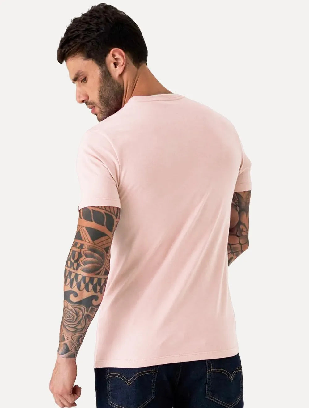 Camiseta Levis Masculina Slim Tab Sleeve Lisa Rosa Claro