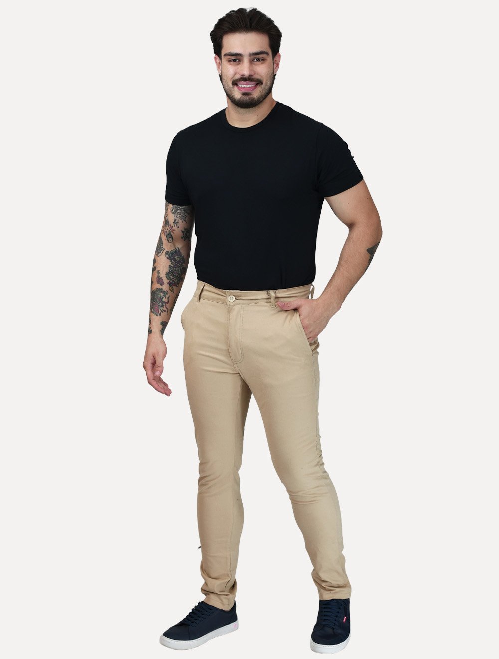 Calça Dixen Masculina Sarja Alfa Cáqui