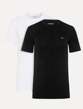 Kit Camisetas Empório Armani Masculina C-Neck Printed Logo Preta e Branca