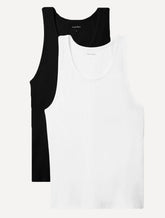 Kit Regatas Calvin Klein Underwear Masculina Ribana Lisa Branca/Preta 2UN