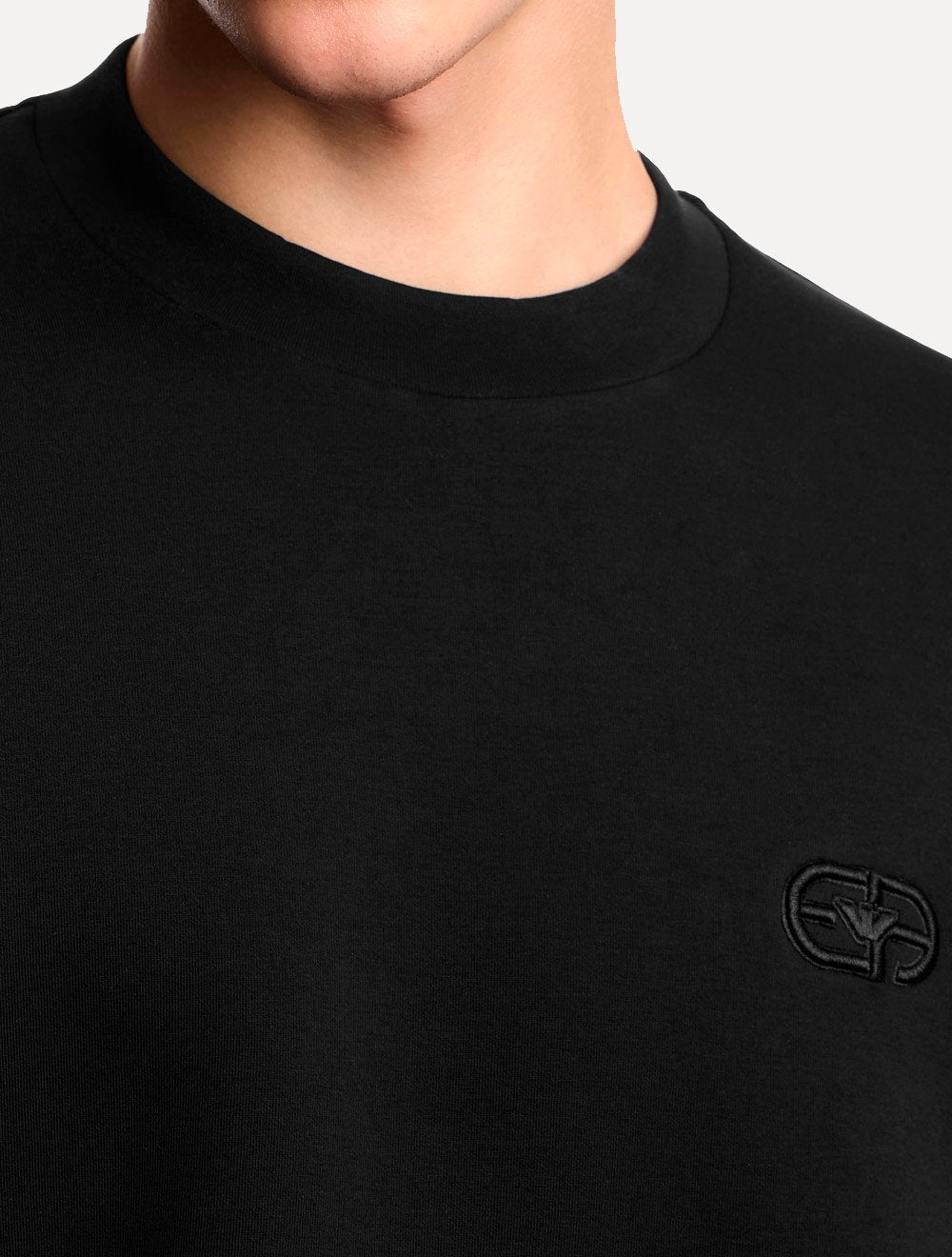 Blusa Moletom Emporio Armani Masculina Essential EA Logo Embroidery Preta