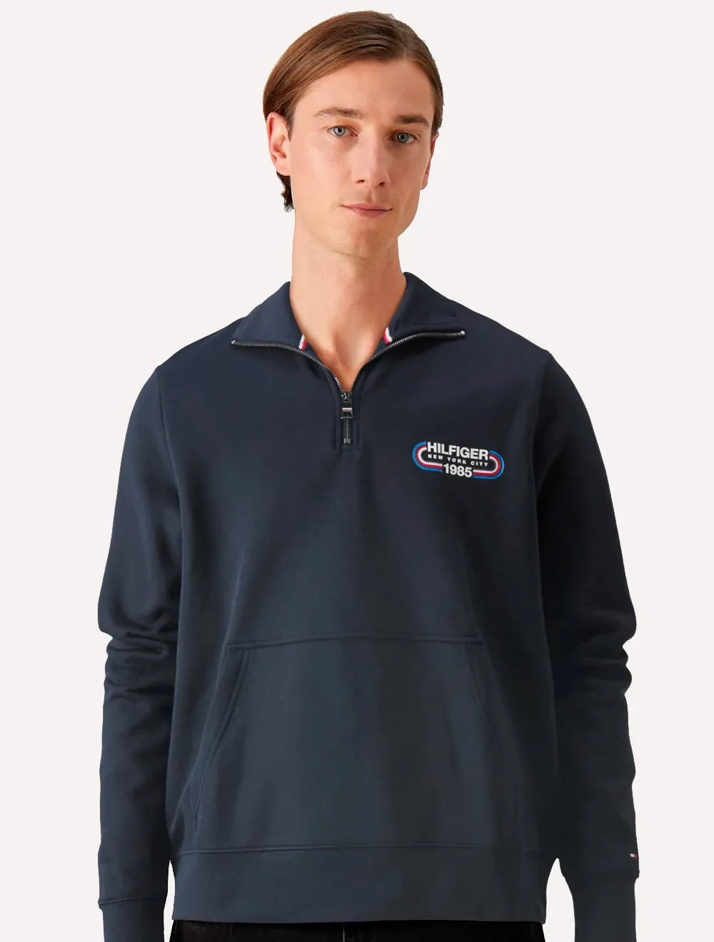 Moletom Tommy Hilfiger Masculino Track Graphic Half Zip Azul Marinho