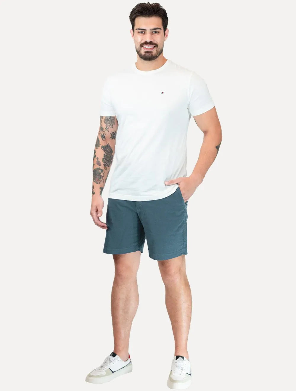Bermuda Sergio K Chino Sarja Elastano Com Fivela S26 Azul Cobalto