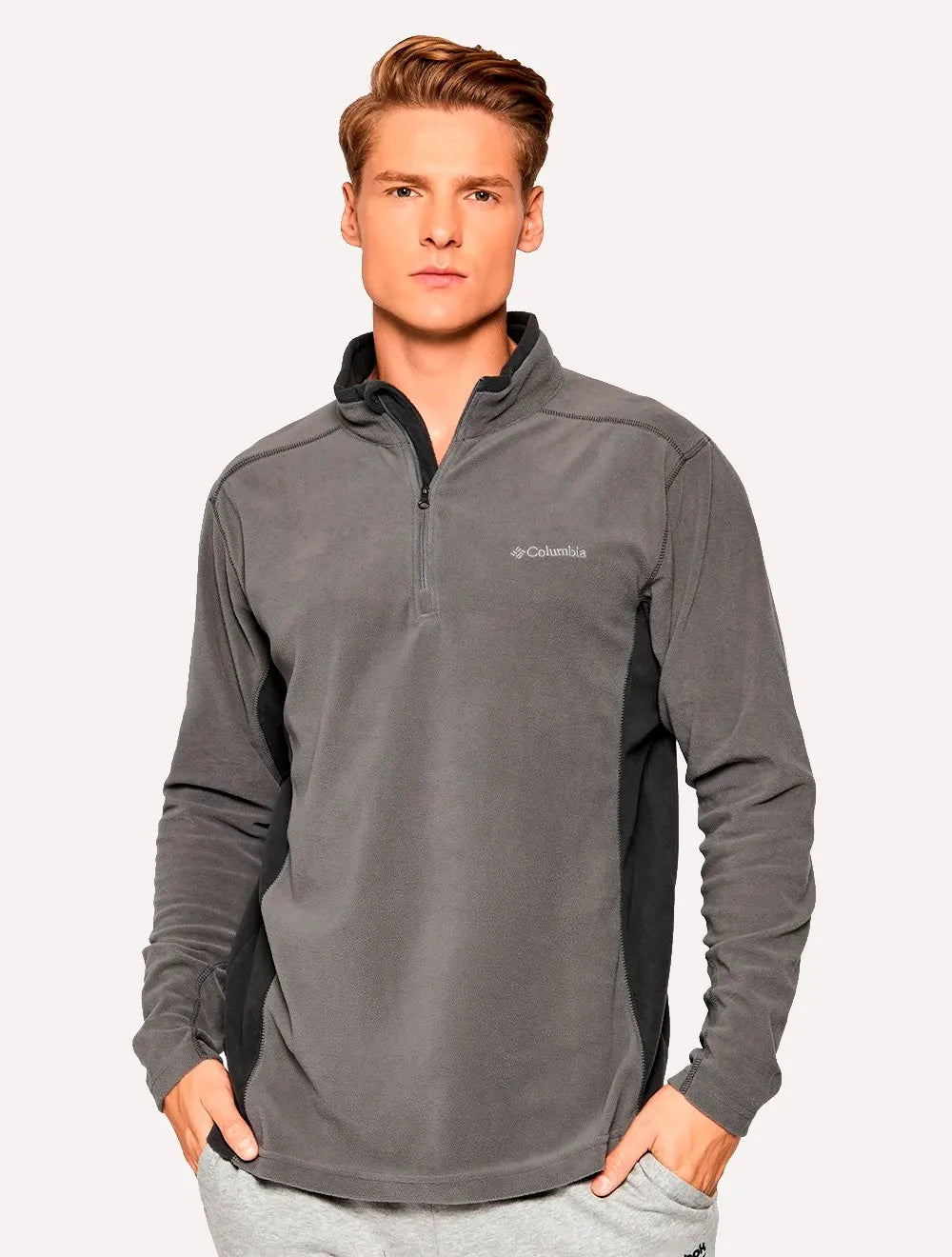 Blusa Columbia Masculina Klamath Range II Half Zip Cinza