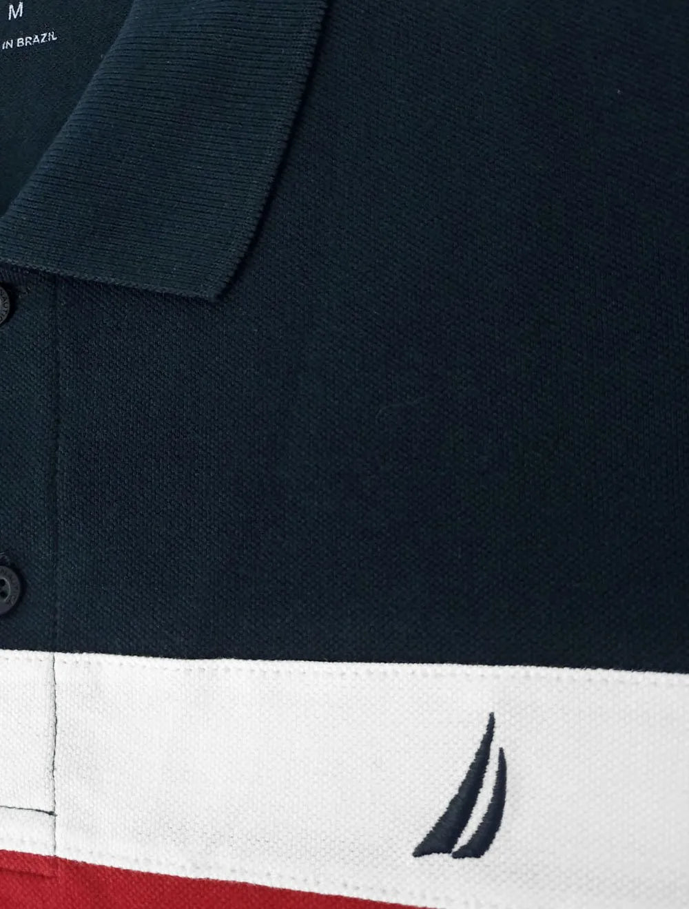 Polo Nautica Masculina Piquet Colorblock Sail Branca/Vermelha/Marinho