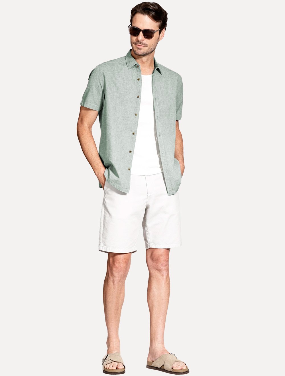 Camisa Aramis Masculina Regular Loop Flame Altino Verde Claro