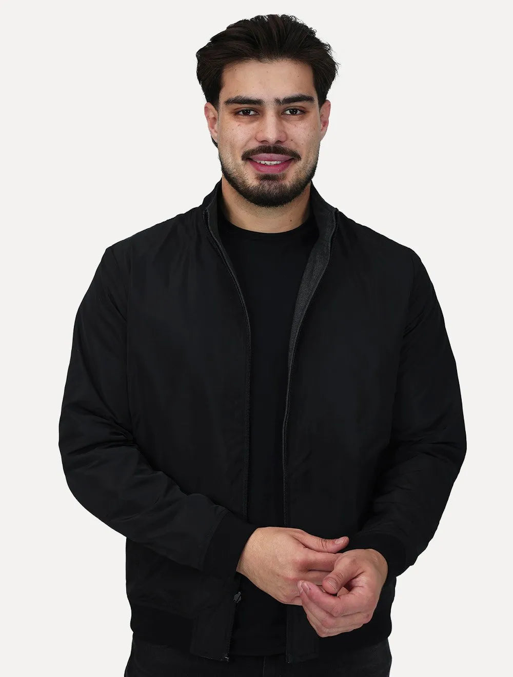 Jaqueta Aramis Masculina Bomber Dupla Preta/Chumbo