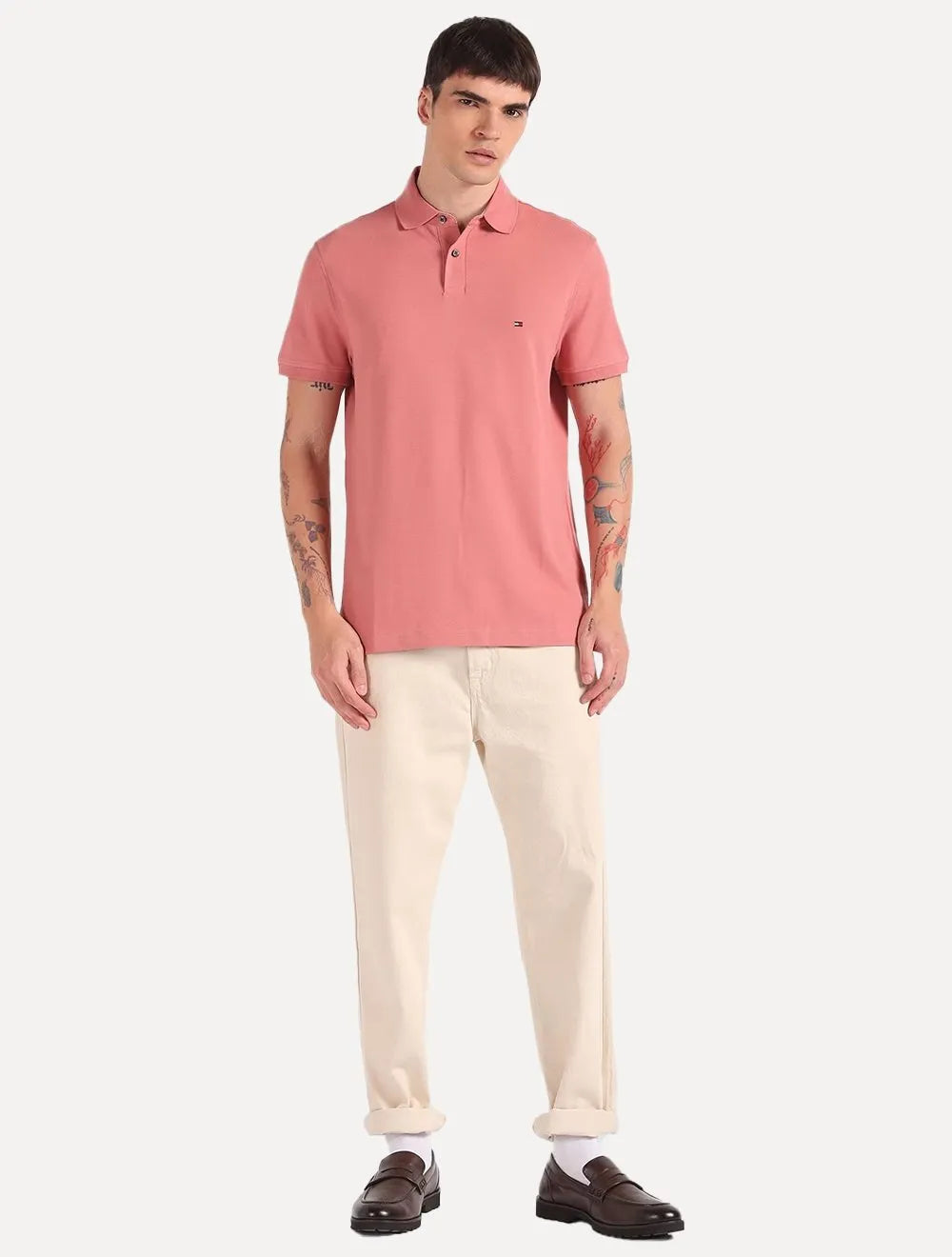 Polo Tommy Hilfiger Masculina Regular Piquet 1985 Rosé