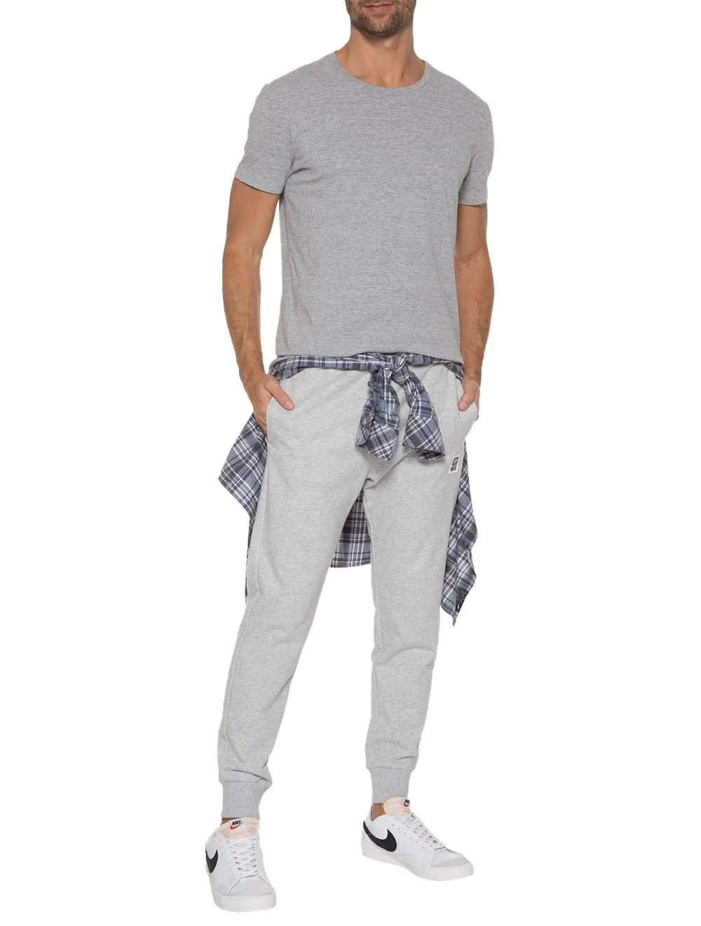 Camiseta Ellus Masculina Cotton Fine Classic Logo Mescla Cinza Claro