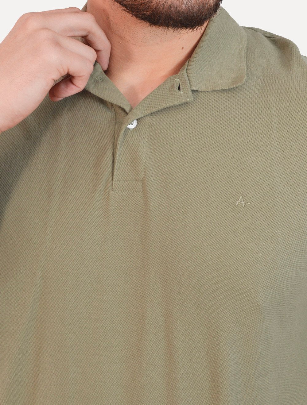 Polo Aramis Masculina Regular Basic Piquet Mono Logo Cáqui Medio Escuro