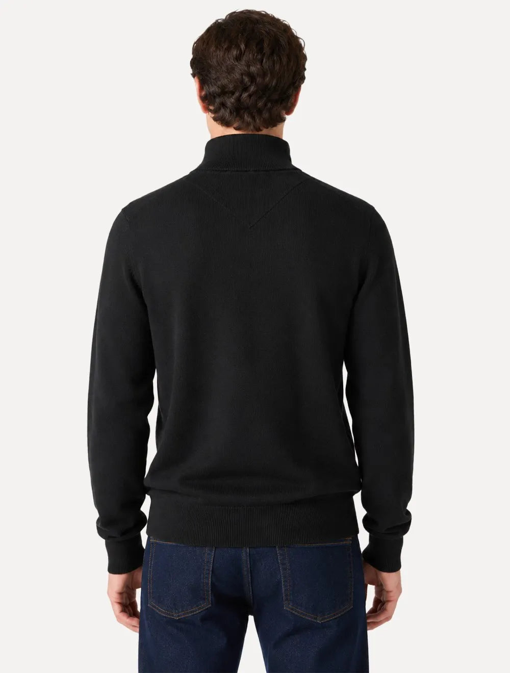 Suéter Tommy Hilfiger Masculino Essential Cotton Half Zip Mock Preta