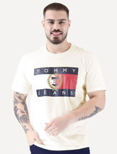Camiseta Tommy Jeans Masculina Regular Crest Flag Off-White