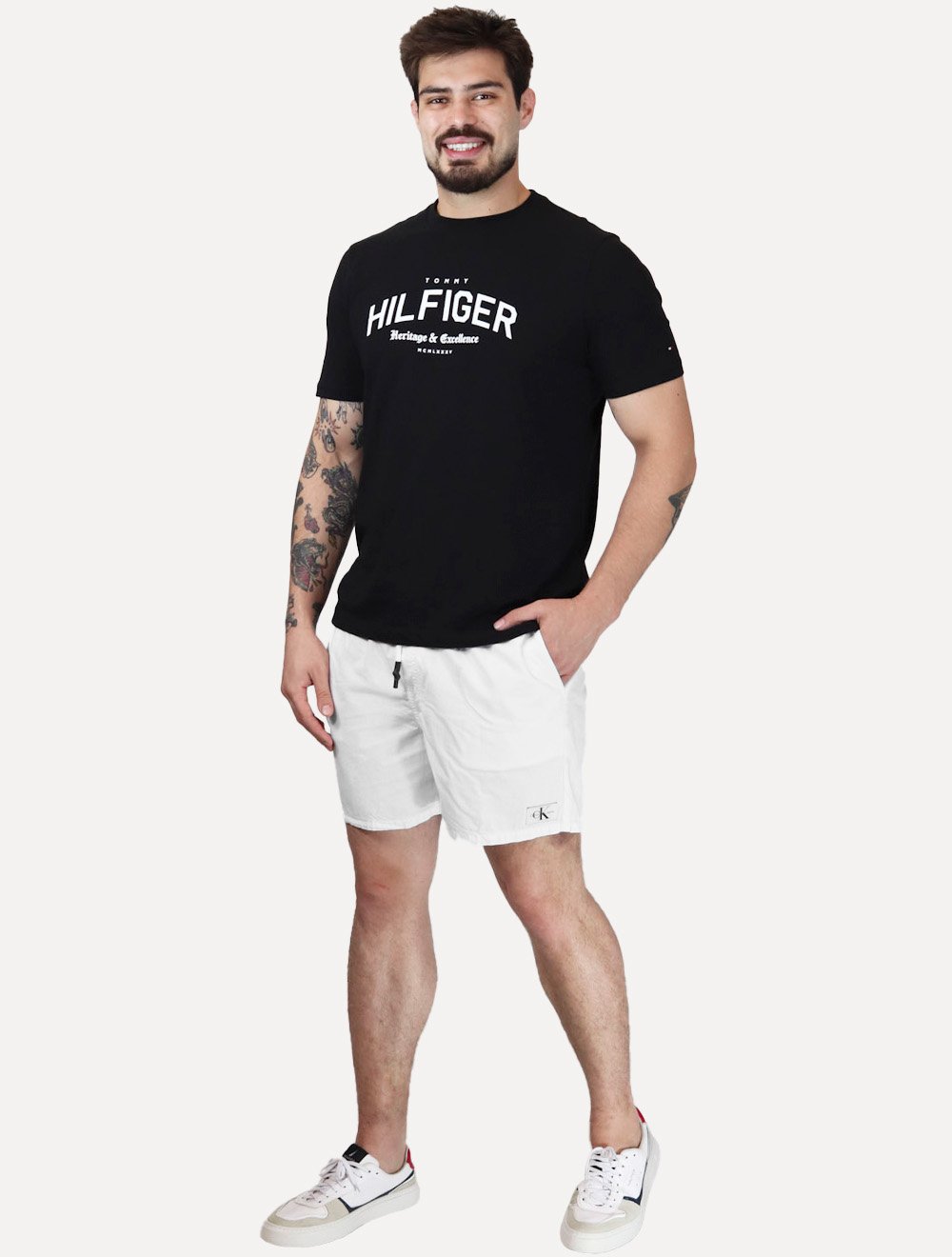 Short Calvin Klein Jeans Sarja Masculino Color Elastic Branco