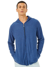 Moletom Colcci Masculino Hoodie Full-Zip Texture Refile Azul Escuro Mescla