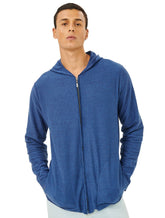Moletom Colcci Masculino Hoodie Full-Zip Texture Refile Azul Escuro Mescla