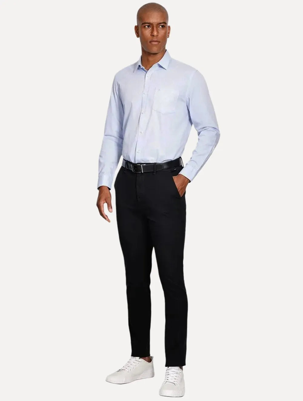 Camisa Aramis Masculina Regular Algodão Lotte Pocket Azul Claro Mescla