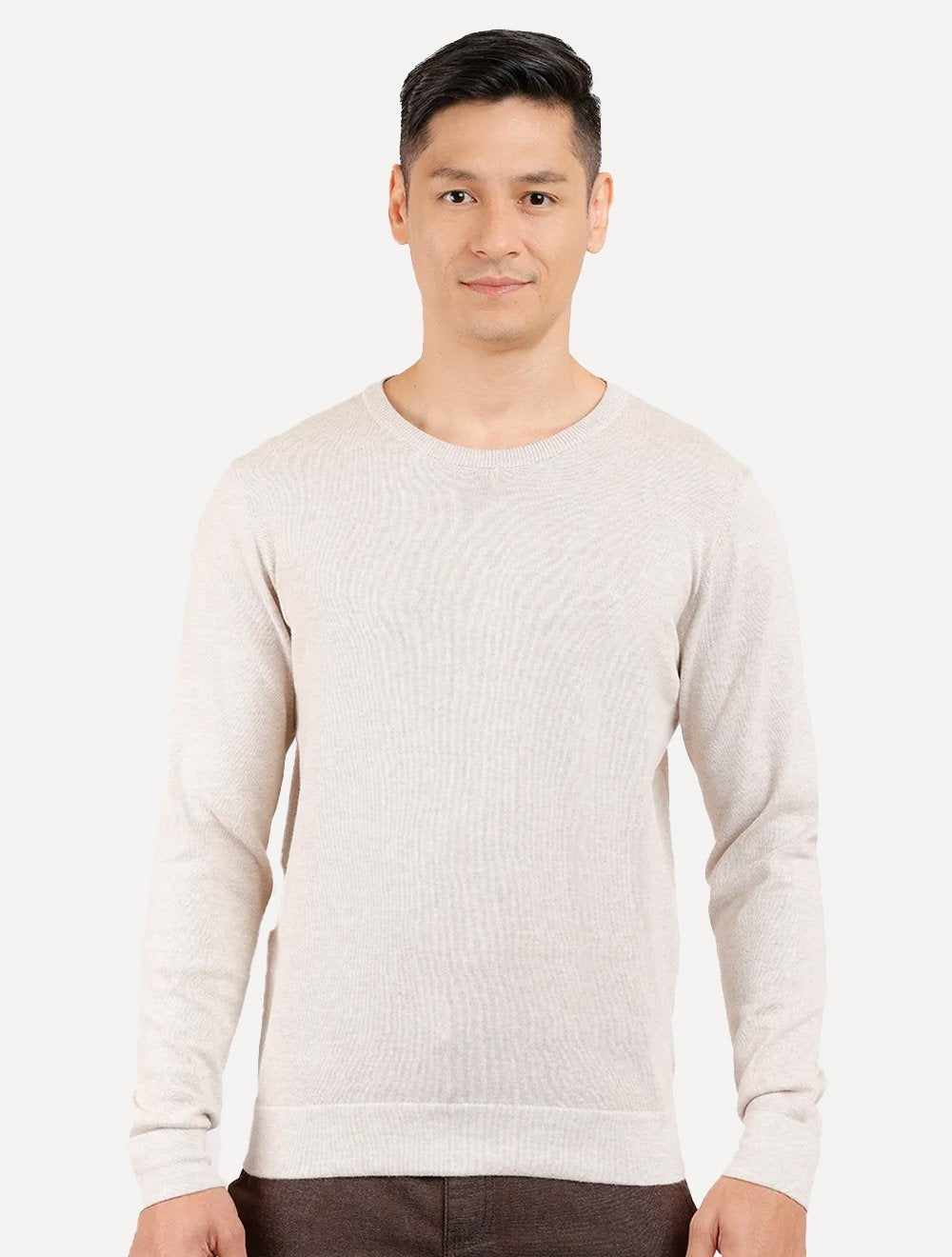 Blusa Aramis Masculina Tricot Gola Careca Areia