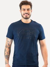 Camiseta Guess Masculina Los Angeles Cursive Relevo Azul Escuro