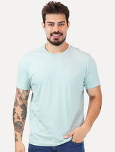 Camiseta King & Joe Masculina Basic Script Peito Azul Claro