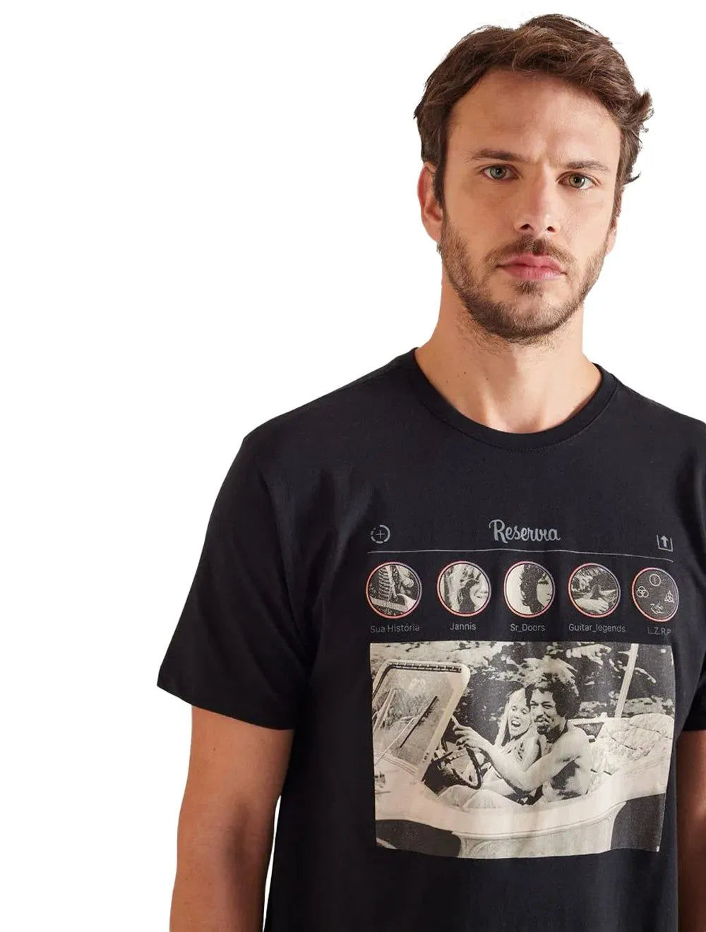 Camiseta Reserva Masculina Rock Music Feed Preta