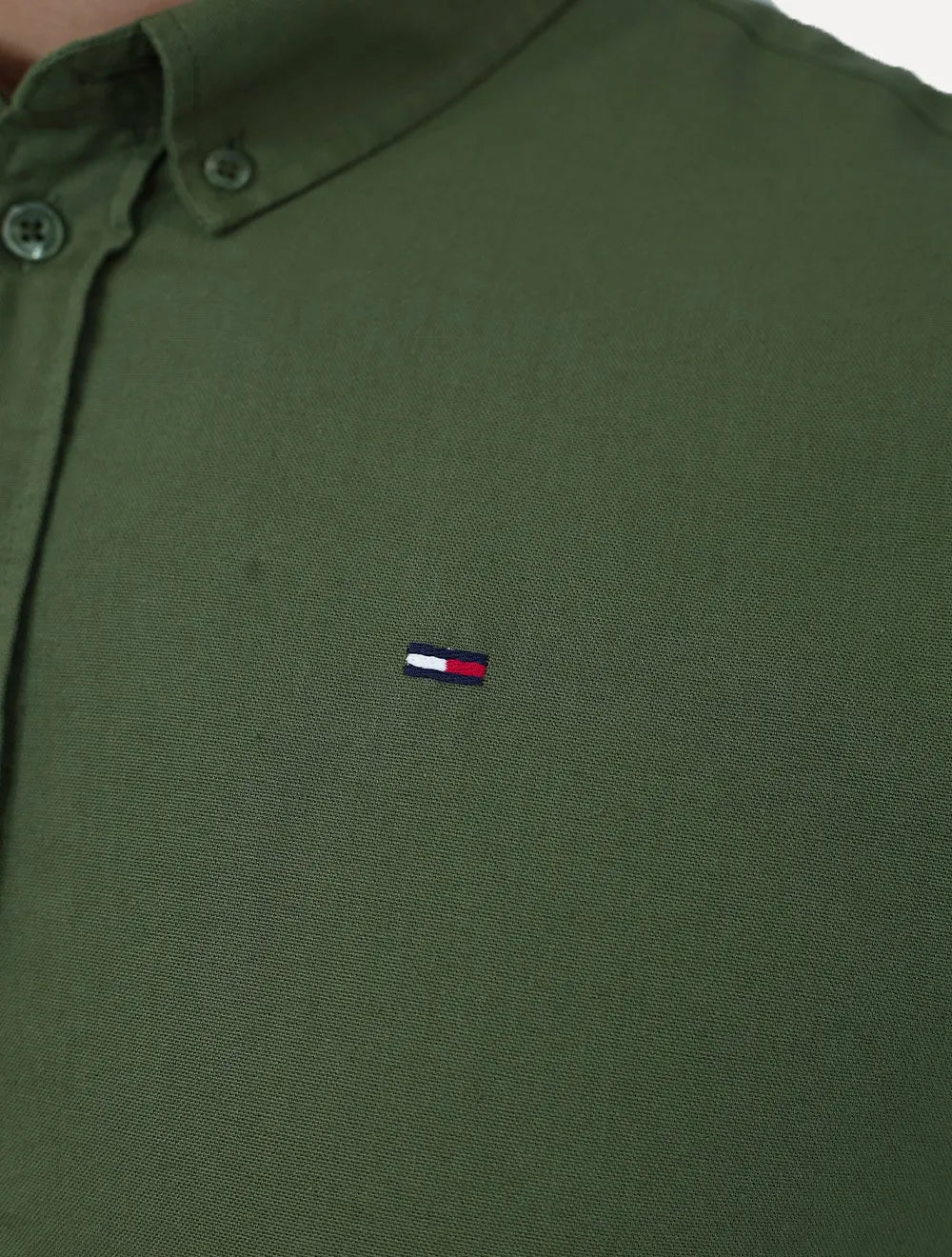 Camisa Tommy Hilfiger Masculina Oxford Regular Verde Sálvia