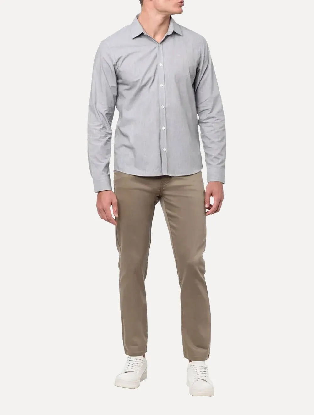 Camisa Calvin Klein Masculina Regular Fit Micro Stripes Preta