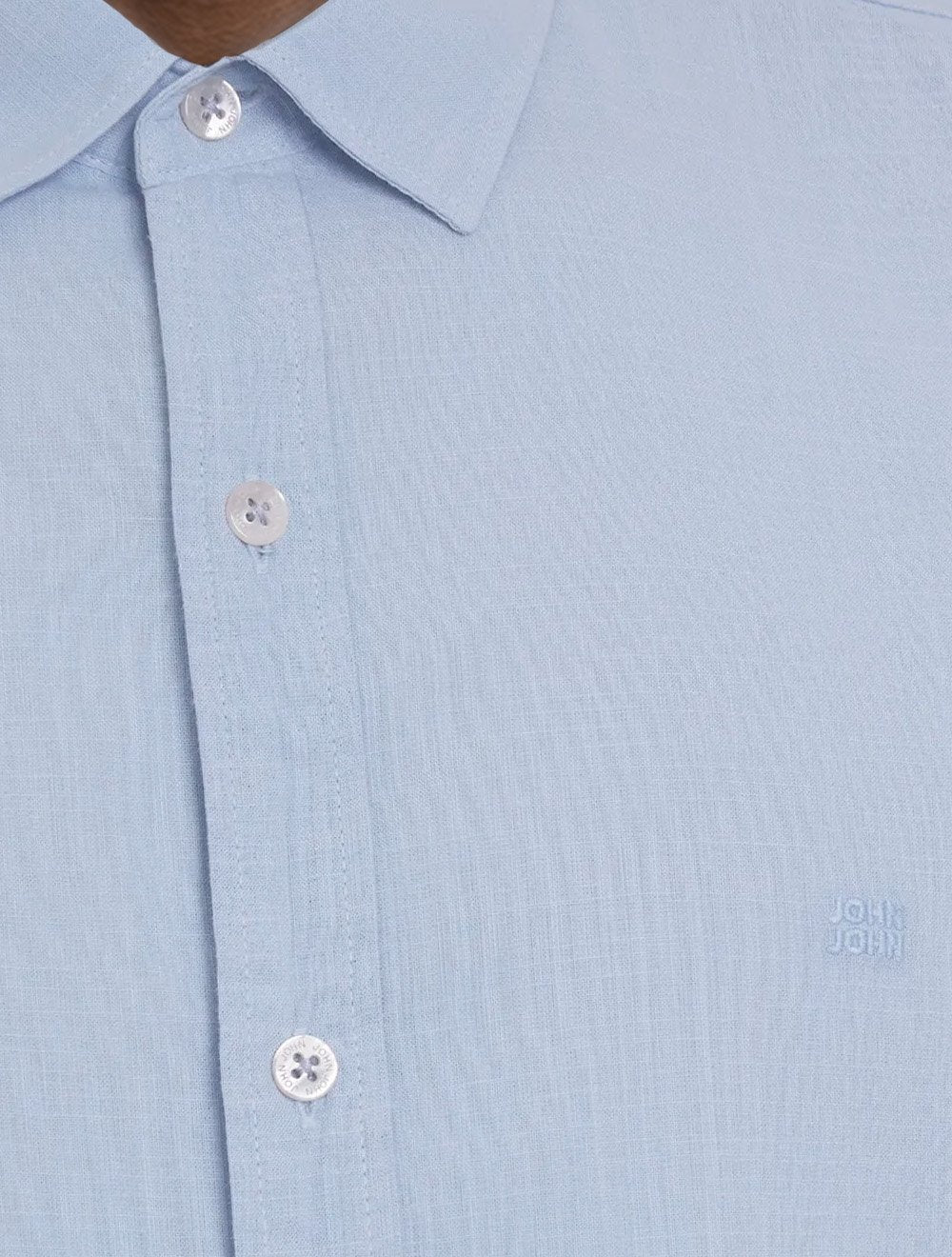 Camisa John John Masculina Relaxed Manga Curta Cotton Azul Claro