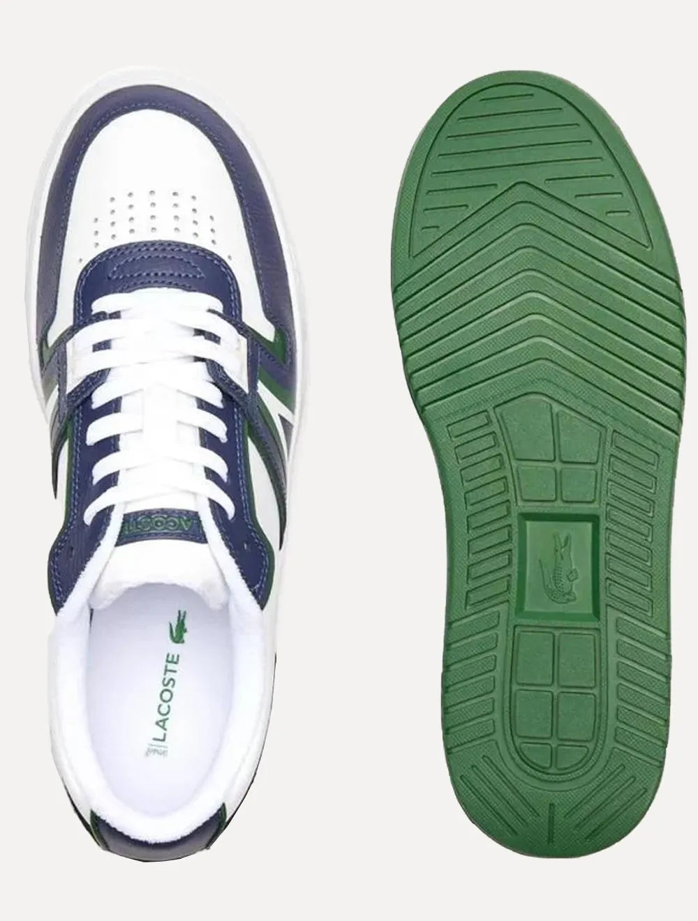 Tênis Lacoste Masculino L001 Contrasted Textile Wht/Nvy Branco