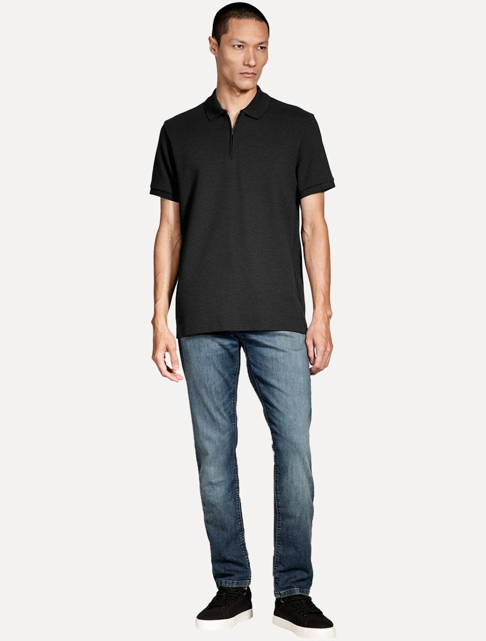 Polo Aramis Masculina Ottoman Ziper Preto