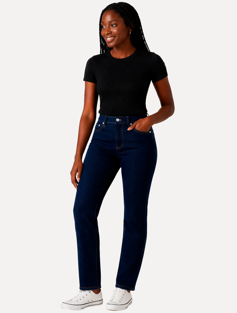 Calça Levis Jeans Feminina 724 Slim High Rise Straight Azul Escuro