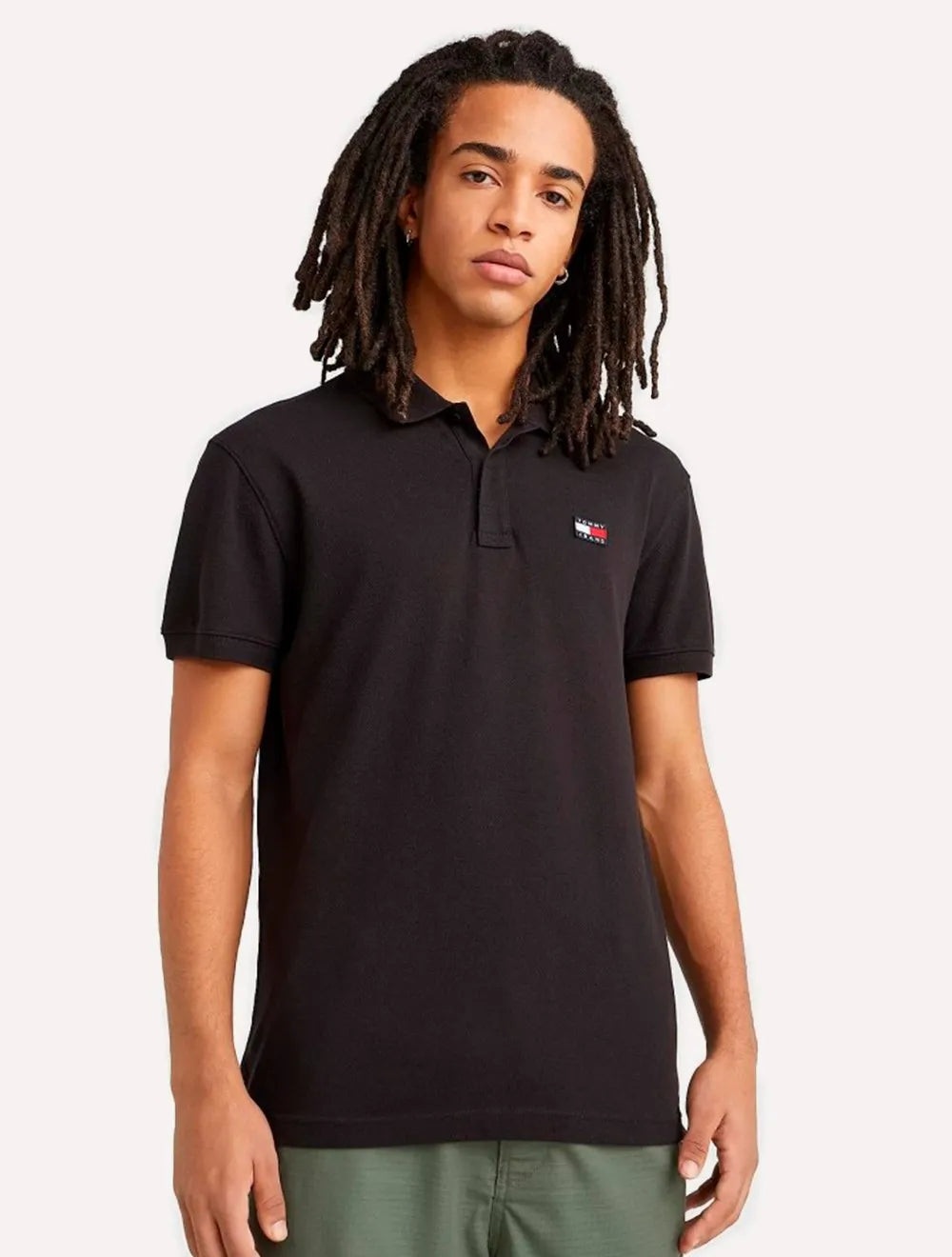Polo Tommy Jeans Masculina Regular Classic Badge Preta