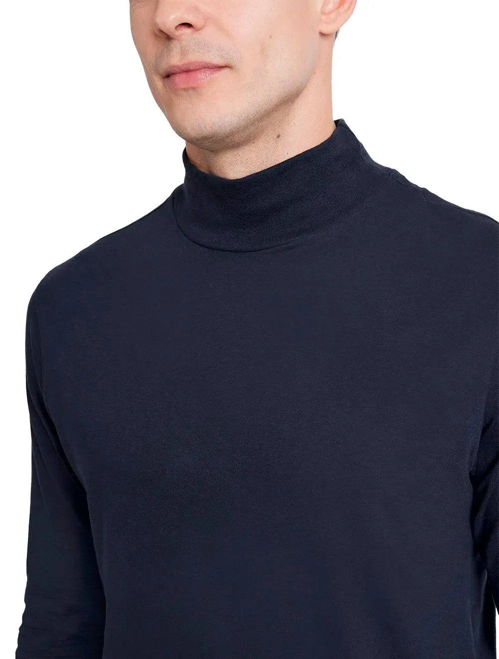 Blusa Aramis Masculina Manga Longa Regular Gola Alta Azul Marinho