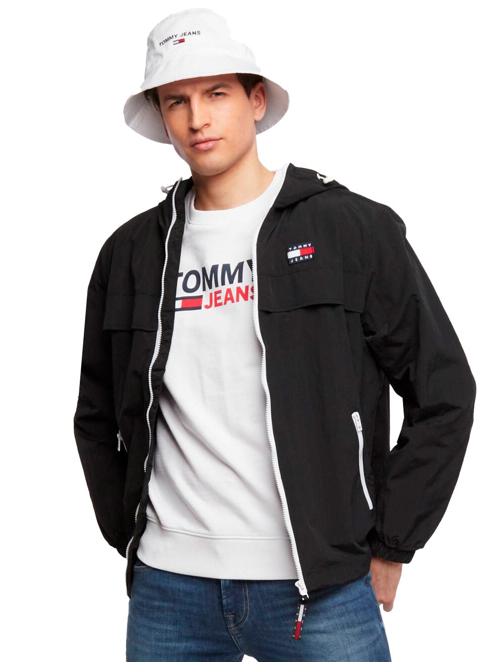 Moletom Tommy Jeans Masculino Corp Logo Crewneck Branco