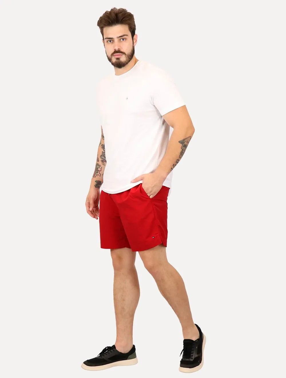 Short Tommy Hilfiger Masculino Regular Fit Long Drawstring Vermelho