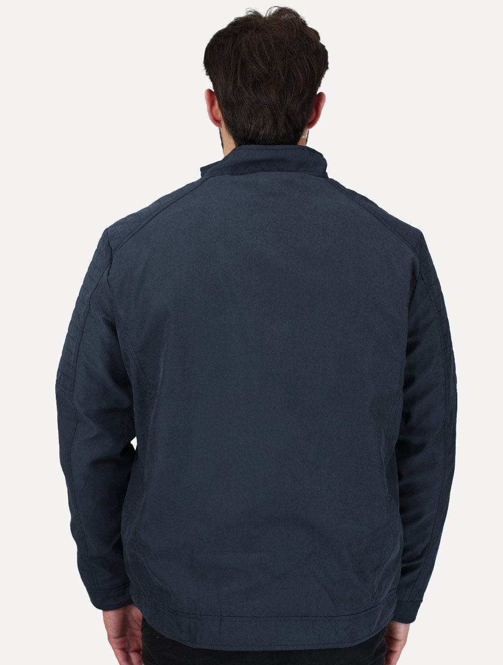 Jaqueta Dixen Masculina Sarja Forrada Zíper Frontal Pesponto nas Mangas Azul Marinho