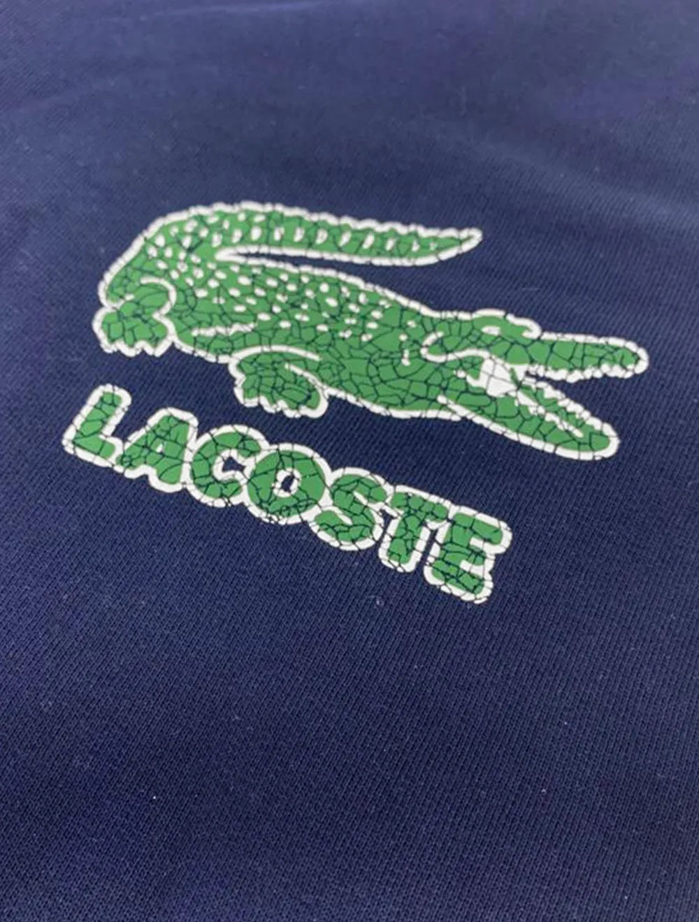 Calça Lacoste Masculina Moletom Crackled Crocodile Logo Azul Marinho