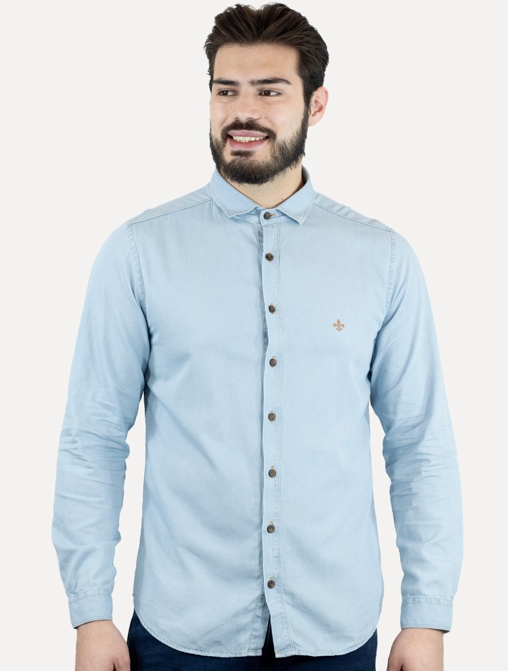 Camisa Dudalina Masculina Milano Essentials Lisa Azul Jeans Claro