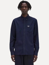 Camisa Fred Perry Masculina Oxford Pocket Light Logo Azul Escuro